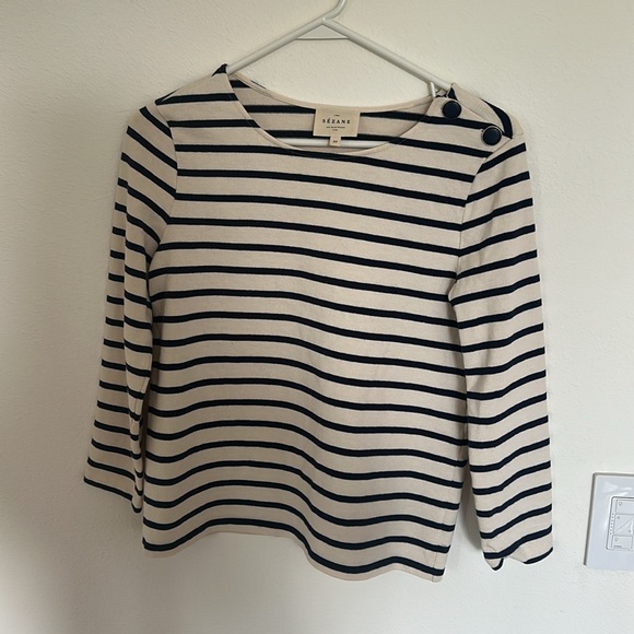 ⚓️✨ Sézane Colette Marinière – Navy & Ecru Striped Long Sleeve Tee (XS, EUC) ✨⚓️ - Picture 5 of 11